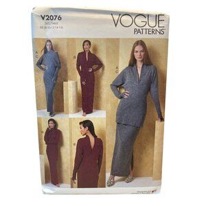 Vogue V2076 Misses Knit Dress Top Skirt Size 8-16 Modern Easy Pattern